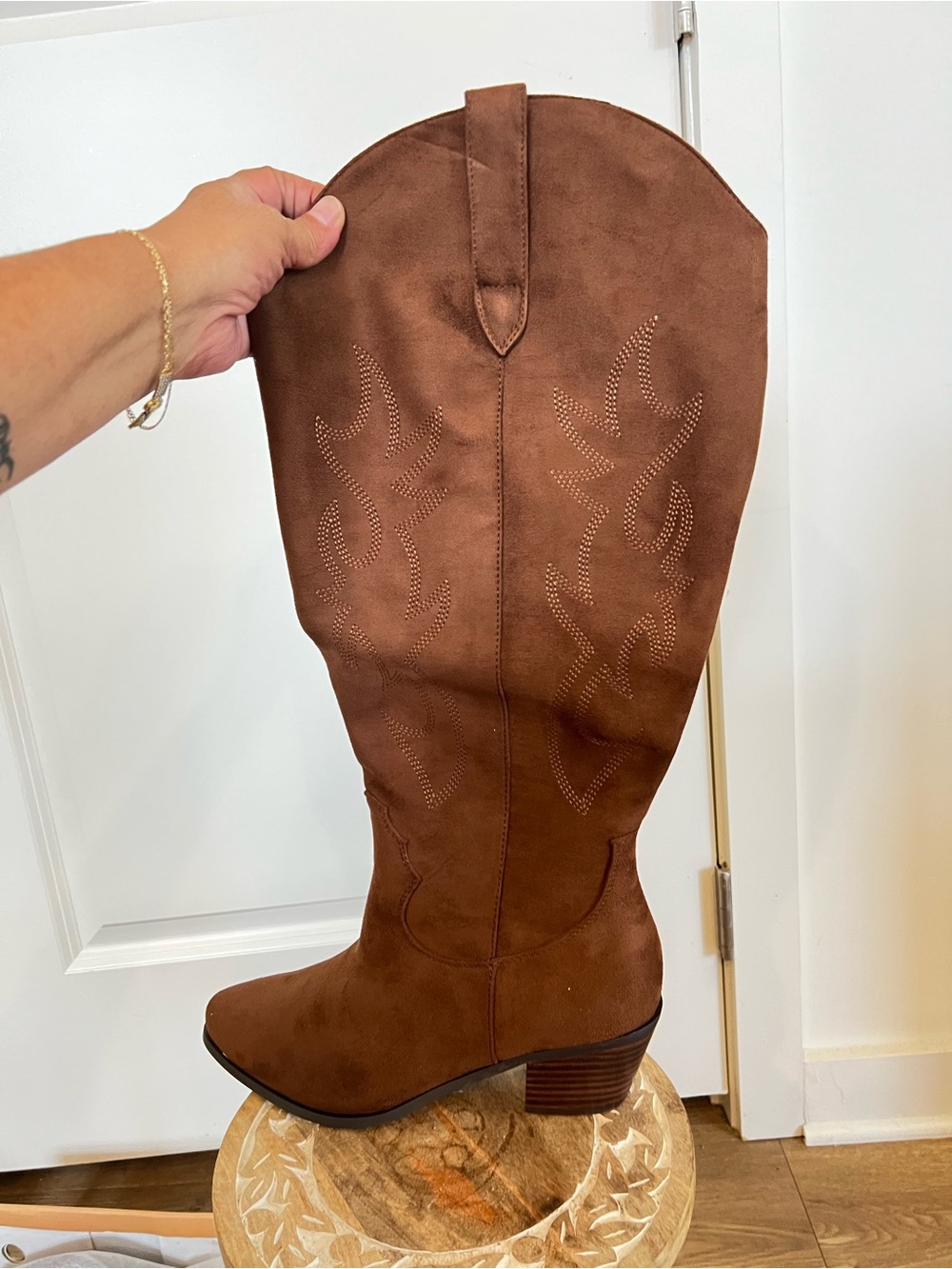 NIB Bellini Urson Vida Moulin Tan Suede Western Knee-High Boot - Picture 4 of 16
